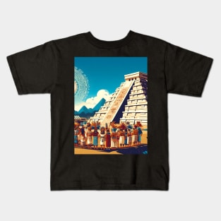 Mystical Echoes: Maya Art Revived in Vibrant Illustrations Kids T-Shirt